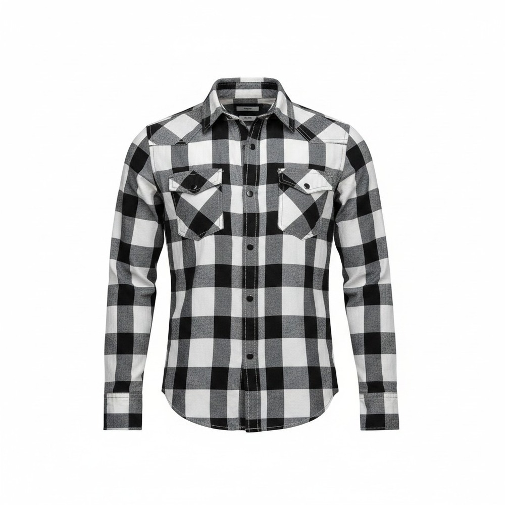 Express Mens Fitted Utility Buffalo Plaid Western Button Up Shirt Black White S